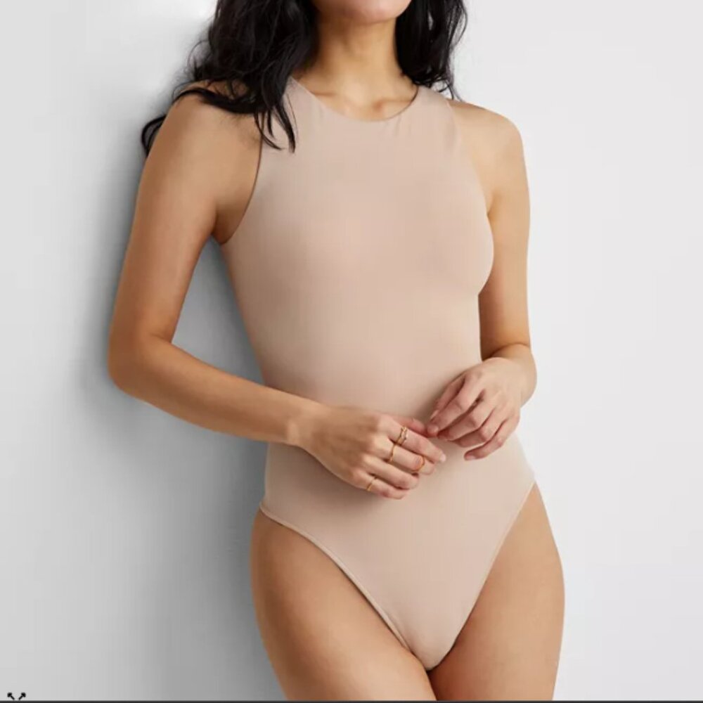 NEW State of Day Seamless Thong Bodysuit Shapewear Nude L